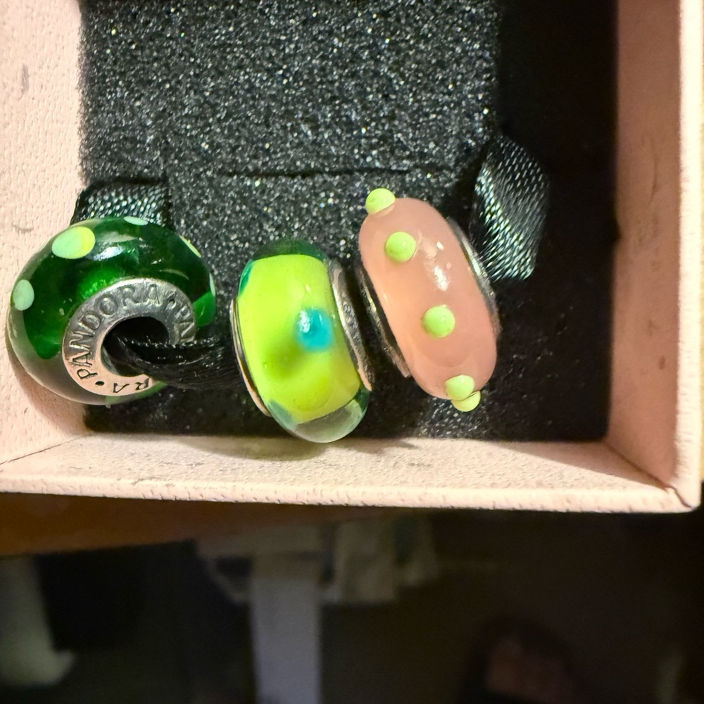 AUTHENTIC Pandora Green and Pink Bracelet Collection